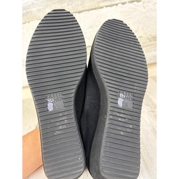 Eileen Fisher Women’s 8.5 Black Suede Humor Wedge Ballet Flat Slip On Casual - Picture 6 of 8